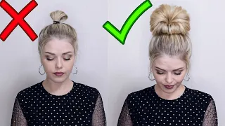 БЫСТРЫЙ ПУЧОК ЗА 2 МИНУТЫ || MESSY BUN FOR THIN AND FINE HAIR