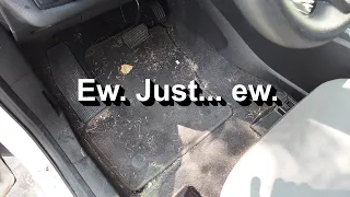 Cleaning and shampooing the company van in 90º heat