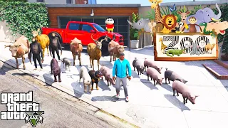 Franklin Open A NEW ZOO or  ALL Animals Come To Zoo With Shinchan and Chop in GTA V