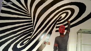 3D optical illusion wall paint design