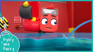 🚧 Fire Station Flood! 🚜 | Digley and Dazey | Construction Truck Songs/Cartoons for Kids