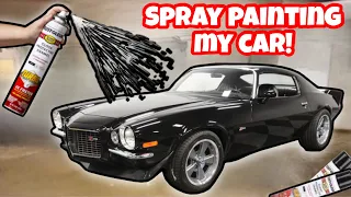 SPRAY PAINTING MY CAR WITH TURBO CANS! 100K CAMARO GETS BUDGET PAINT JOB! HOW MANY CANS WILL IT TAKE