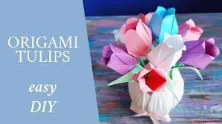 Origami tulips. Paper flowers for Mother’s Day
