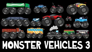 [Monster Vehicles 3] Monster Truck, Monster Car & More | Fun & Educational