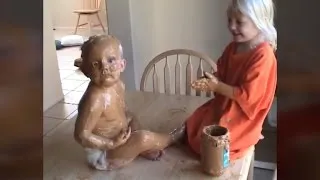 3-Year-Old Completely Covers Baby Brother with Peanut Butter