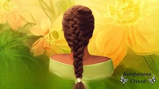 Французская коса с подхватами. Коса из трех прядей.  Basic french braid Автор Капралова Ольга