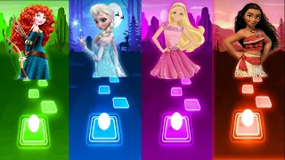 Moana How Far I'll Go  - Frozen Let It Go - Aqua Barbie - Brave Touch the sky| Tiles Hop | EDM Rush