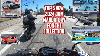 Top 5 NEW 2024 JDM HOTWHEELS  MANDATORY FOR MY COLLECTION  ALSO WENT MOTO VLOGGING & PEG HUNTING