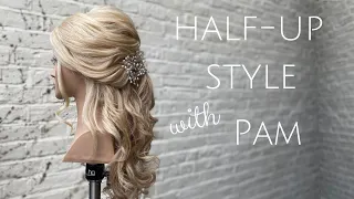 Live With Pam! Gorgeous half up half down bridal hairstyle tutorial!