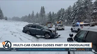 15-car collision blocking I-90 EB near Easton at Snoqualmie Pass