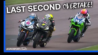 Podium Place Stolen On The Line! | British Superbikes 2023 Thruxton Sprint Race | Eurosport