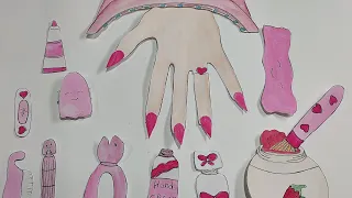 Pink nail polish with paper // Barbie world