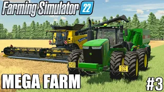 STARTING THE WHEAT HARVEST | MEGA FARM Challenge - Timelapse 3 | Farming Simulator 22