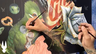 Time-Lapse Custom  Acrylic Painting Video of a Beautiful Bird in "Turn Key One"