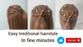 easy treditional hairstyle kaise banaye. easy fast hairstyle.#hairtutorial  #viral #viralvideo ❤️