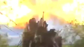 Russian 2S5 Hyacinth self propelled howitzer firing in Severodonetsk . Russia Ukraine war