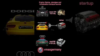 LEXUS LFA V10 vs Dodge Viper V10 vs Audi R8 V10 #exhaustsound #exhaust #v10 #v10engine #carsounds