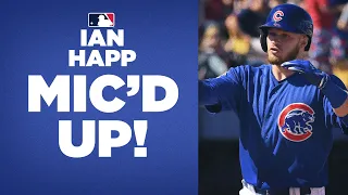 MIC'D UP with Ian Happ. Cubs OF makes catch, gets hit while on mic!