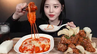 ENG SUB)Crispy Black Pepper Chicken & Cheese Tteokbokki Mukbang ASMR Korean Eating Show