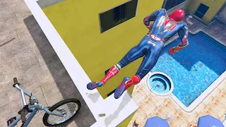 GTA 5 - Spiderman BMX Parkour Jumps Vol.43 (Euphoria Ragdolls)