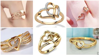 Awesome ❤️ heart shaped gold rings designs || best heart rings patterns for you
