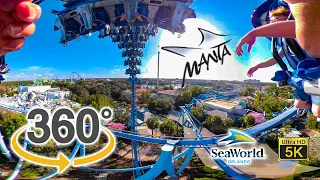 VR 360 5K Manta Roller Coaster On Ride Back Row Ultra HD POV SeaWorld Orlando 2020-01-16