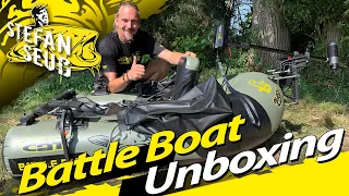 Mein neues Belly Boat | Black Cat Battle Boat mit Elektromotor und Fernbedienung für alle Angler