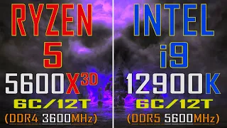 RYYZEN 5 5600X3D vs INTEL i9 12900K || PC GAMES TEST ||