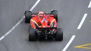 F1 IN MONACO - engine sounds, powerslides and close calls to the walls!!