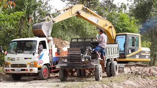 CAT REGA 312 Excavator Digging Unloading onto Mini Truck And DIY Truck By Professional Operator