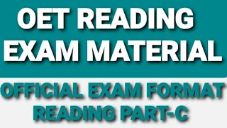 Oet Reading Sample Paper l Part-c l Official exam format l #oet #oet_exam#oetreading#oetreadingtips