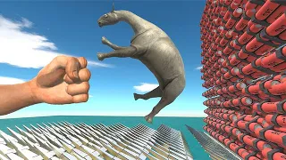 Mega Punch Into TNT and Spikes - Animal Revolt Battle Simulator