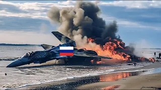Air Battle, Moment SU-57 Fighter Jet Explodes in the Air After Being Shot by a US F-35