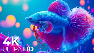 Aquarium 4K VIDEO (ULTRA HD) 🐠 Amazing Beautiful Coral Reef Fish - Relaxing Sleep Meditation Music