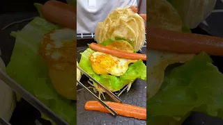 Chinese Burger Fried eggs and ham