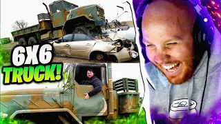 TIMTHETATMAN REACTS TO 6X6 ARMY TRUCK RUNNING OVER CARS