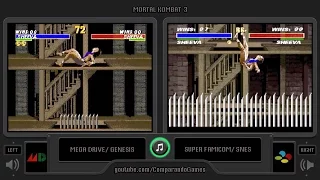 Mortal kombat 3 (Sega Genesis vs Snes) All Stage Fatalities Comparison (Side by Side)