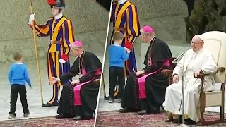 Little Boy Upstages the Pope During Vatican Ceremony