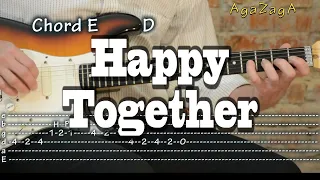 Happy Together - guitar Tab & Chords, como tocar, レッスン