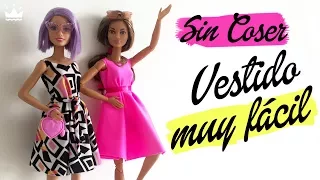 Vestido muy fácil y rápido para Barbie ¡Sin coser! Ropa para muñecas