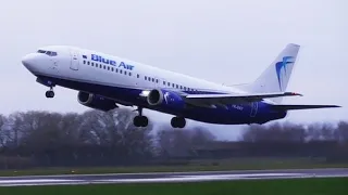 *HEAVY Take-off* Blue Air | YR-BAU | B737-4Y0 at Liverpool Airport | 04/01/2016 Arrival & Departure