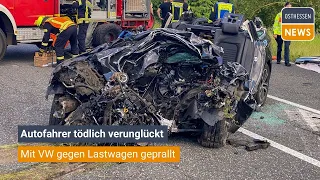 SONTRA: Autofahrer tödlich verunglückt - mit VW gegen Lastwagen geprallt