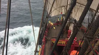 Cruising Past Gibralter.  Frigate L'Hermione