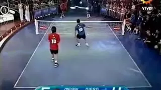 Messi & Tevez VS Maradona & Enzo Football Tennis