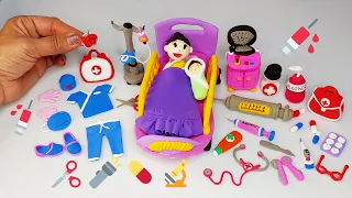 DIY HOW TO MAKE POLYMER CLAY MINIATURE DOCTOR SET,🩺|Newborn baby in Hospital,Claydiy🏥