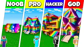 Minecraft Battle: NOOB vs PRO vs HACKER vs GOD: RAINBOW SPECTRITE HOUSE BUILD CHALLENGE / Animation