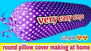how to make round pillow cover at home | round pillow cover cutting and stitching | gol pillow cover