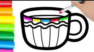 rainbow colour 🌈 cup 🍵 drawing painting 🎨🖌️ for kids 🥰 cup easy drawing painting