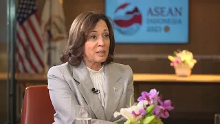 Trump can't be spared accountability for Jan. 6, Harris tells the AP