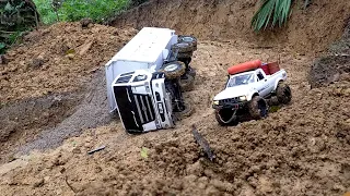 TERGULING SAAT PENGANTARAN PASIR PROYEK PEMBANGUNAN JALAN Rc Dump Truk Hino 500 Rc Dump LD Nissan